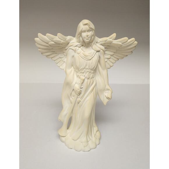 Bisque Ceramic Figurines Angels with Horn Ready To Paint Christmas, Holiday Deco - Picture 2 of 16